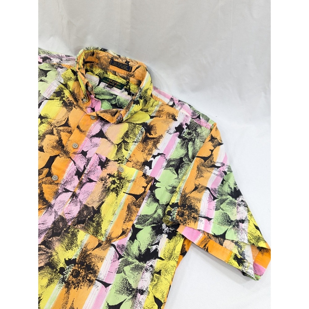 Colours Alexander Julian Vintage Short Sleeve Button Down Shirt XL Floral Pastel